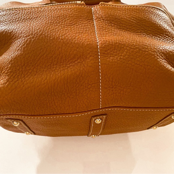 DOONEY & BOURKE Brown Italian Leather Satchel Tote Bag with Gold Hardware - Picture 6 of 16